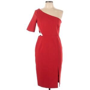 NWT J. Jill Stuart Cardinal Red Cutout Sheath One Shoulder Cocktail Dress Sz 10
